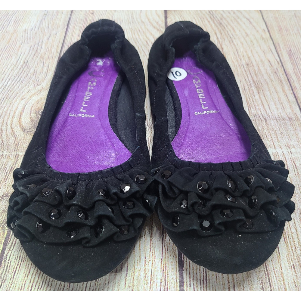 Jeffrey Campbell California Jewel Ruffle Ballet Flats Women's US 10 Black Purple